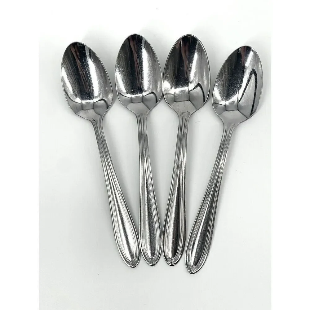 Oneida Parade Stainless Glossy Outline Thor Teaspoons 6” Set Of 4
